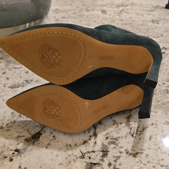 Vince Camuto Dark Green Suede Heeled Boots - Picture 3 of 6